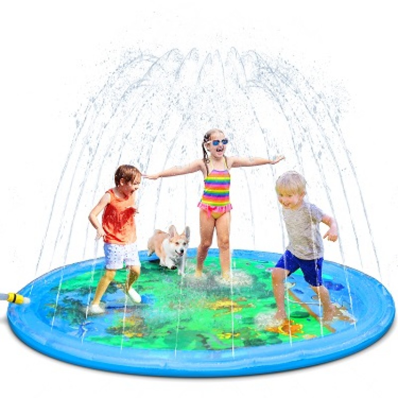 Splash Pad for Toddlers, 68” Outdoor Summer Sprinkler for Kids, Babies, and 1-12 Years Old Boys & Girls, Wading Splash & Sprinkler Water Toys for Fun Games, Party, and Play